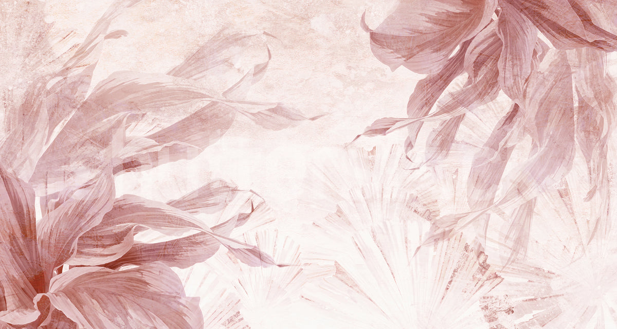 Leafy Dream, Pink Mural Wallpaper - pure wallpaper artwork