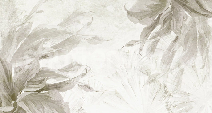 Leafy Dream, Greige Mural Wallpaper