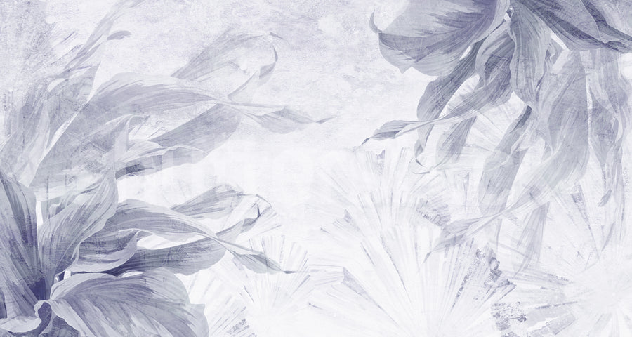 Leafy Dream, Blue Mural Wallpaper