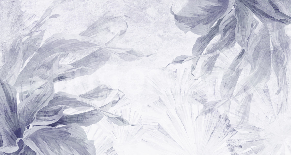 Leafy Dream, Blue Mural Wallpaper - pure wallpaper artwork
