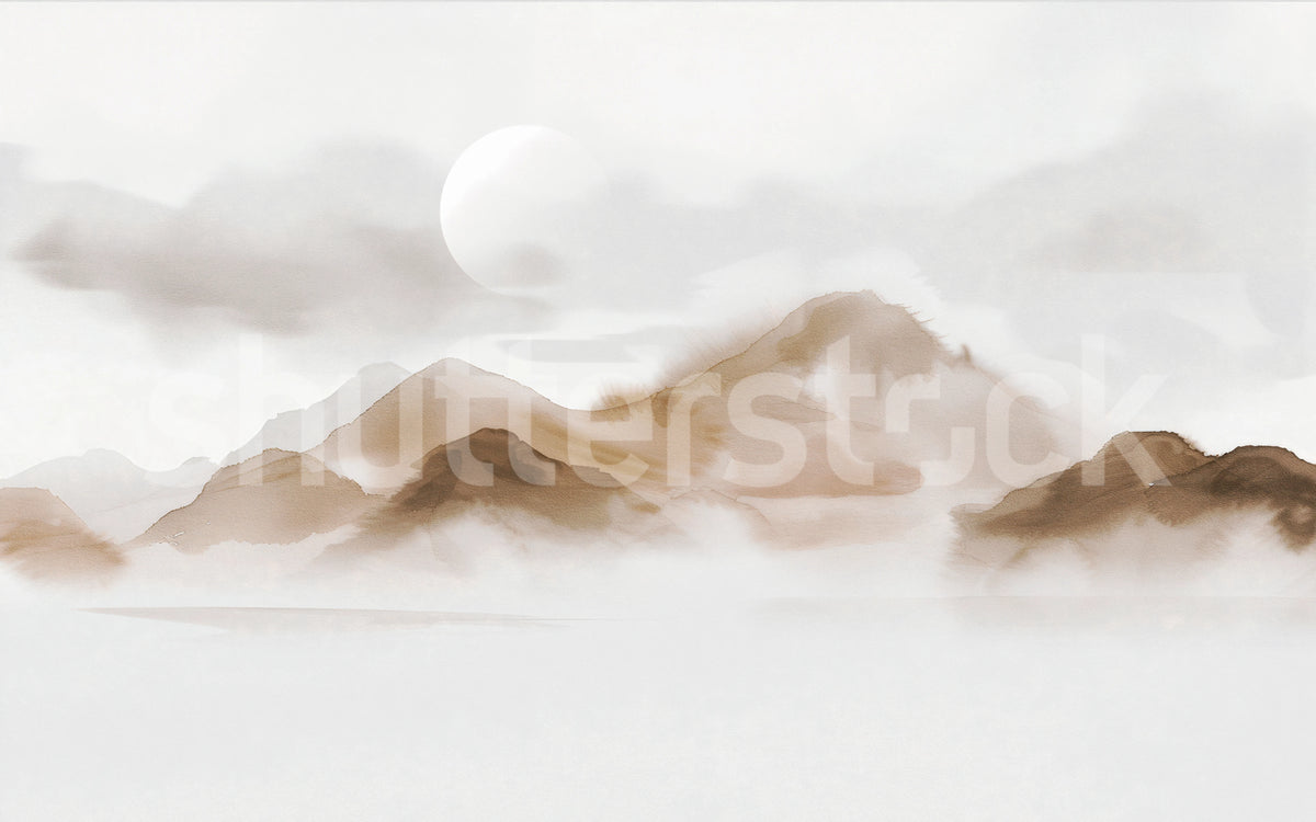 Soft Mountains, Beige Mural Wallpaper - pure wallpaper artwork