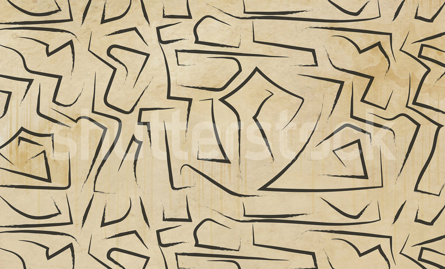 Artistic Lines, Beige Mural Wallpaper