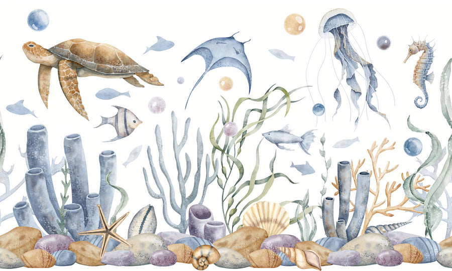 Ocean World, Pastel Mural Wallpaper