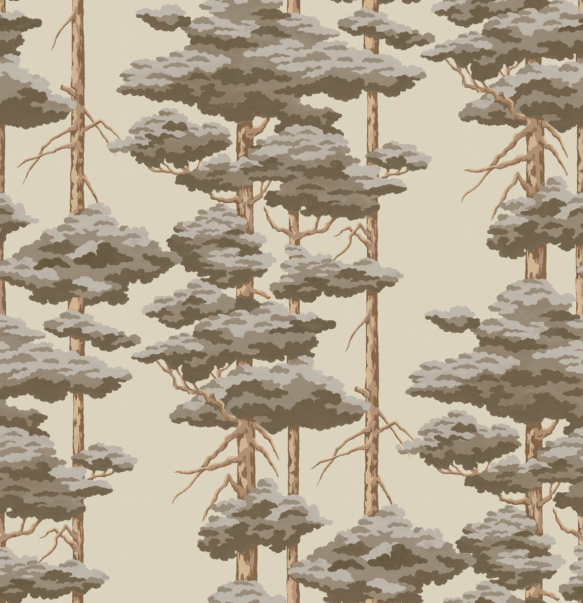 Highland Pines, Brown Mural Wallpaper - pure wallpaper artwork