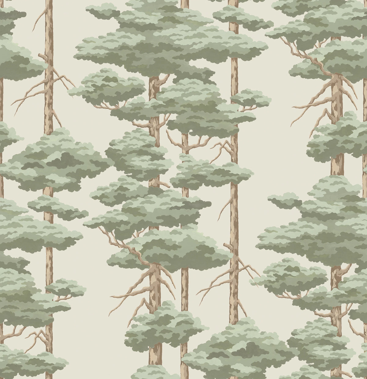 Highland Pines, Light Green Mural Wallpaper - pure wallpaper artwork