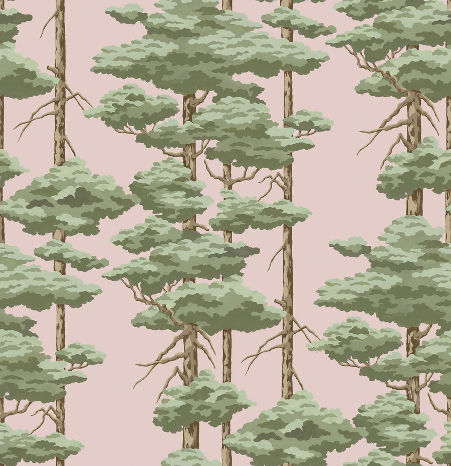 Highland Pines, Pink Mural Wallpaper