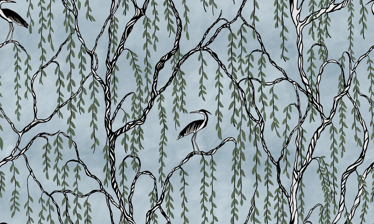 Droptree, Blue Mural Wallpaper - pure wallpaper artwork