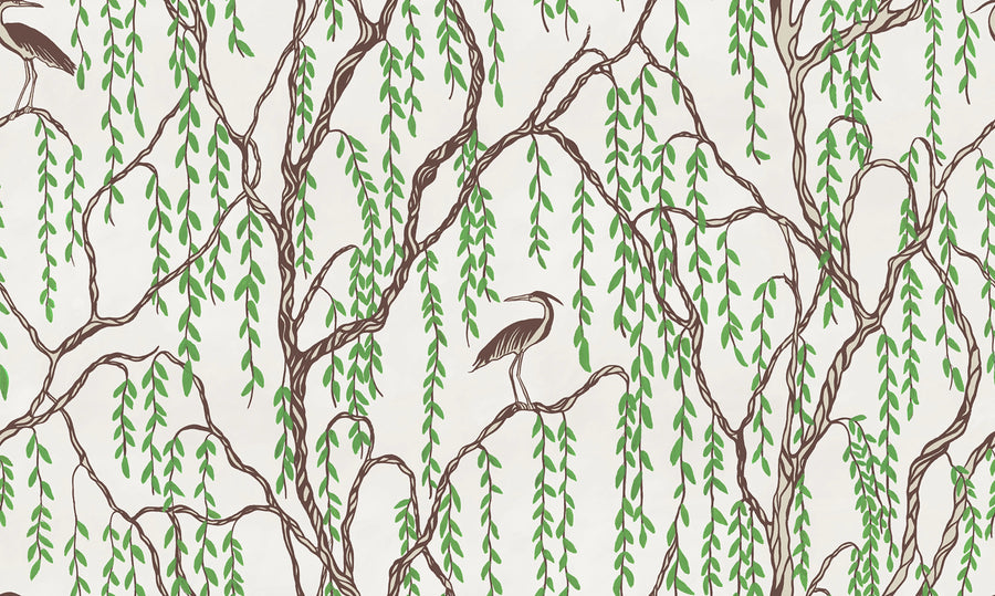 Droptree, Beige Mural Wallpaper