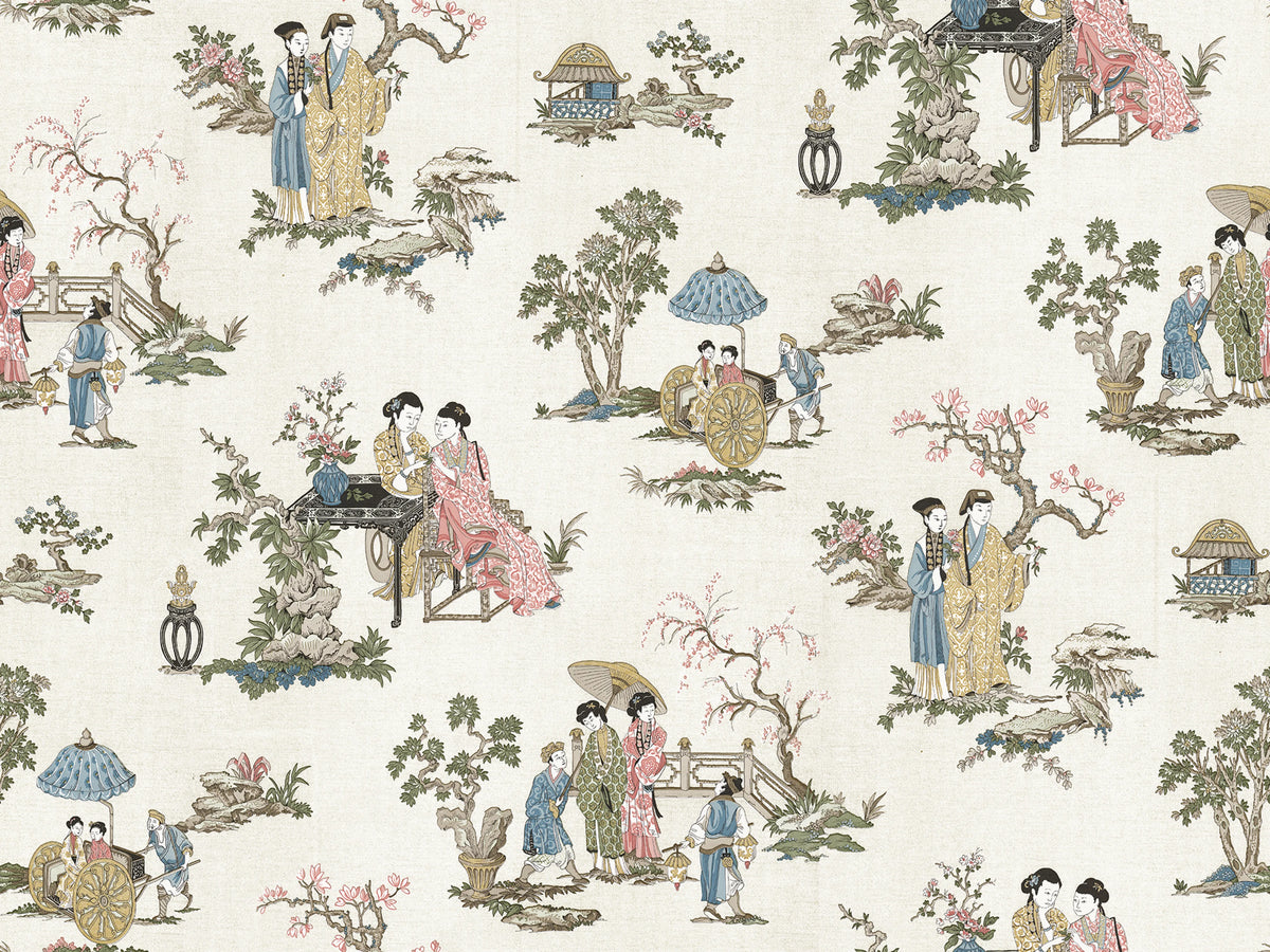 Toile Conversation, Beige Mural Wallpaper - pure wallpaper artwork