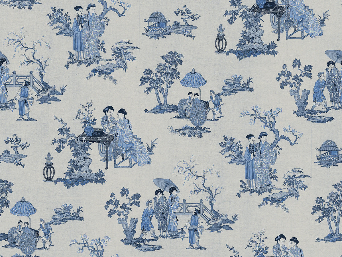 Toile Conversation, Blue Mural Wallpaper - pure wallpaper artwork