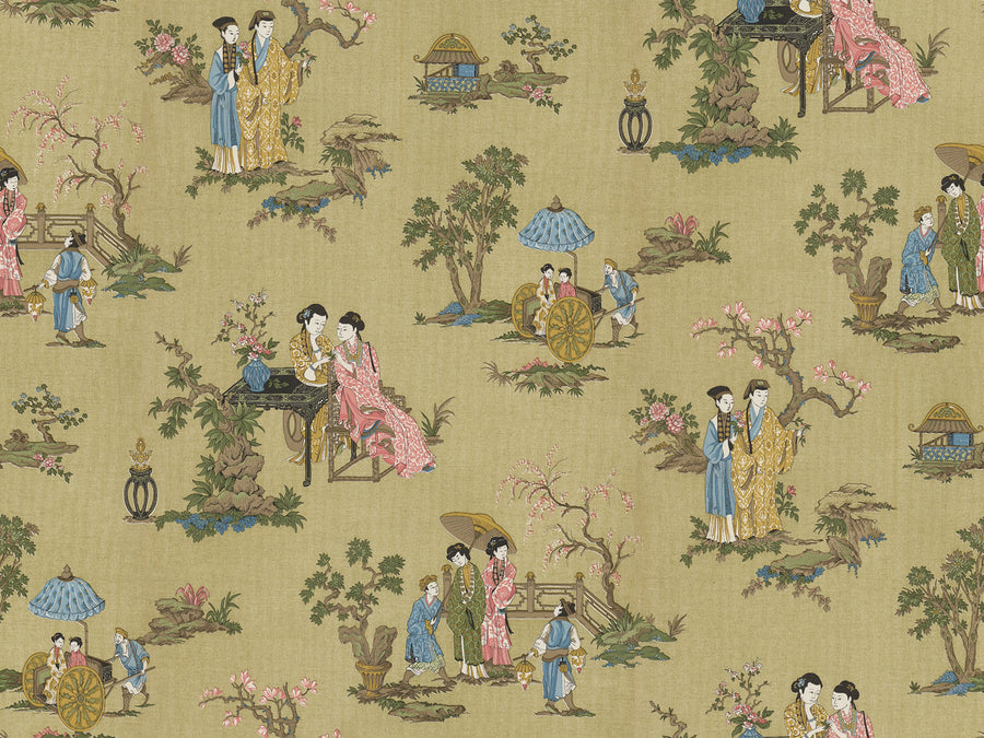 Toile Conversation, Brown Mural Wallpaper