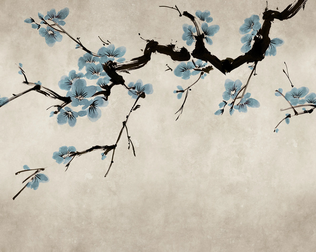 Blush of Spring, Light Blue Mural Wallpaper - pure wallpaper artwork