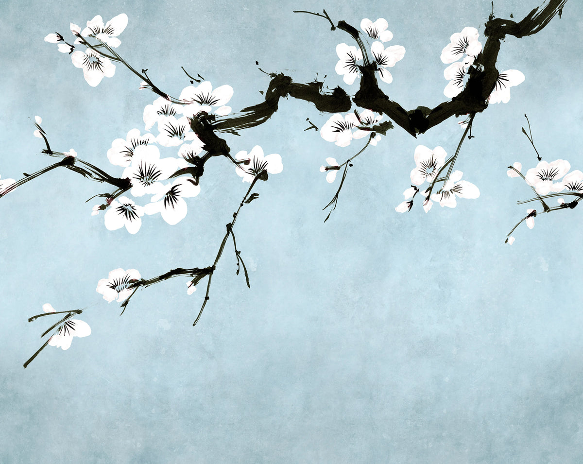Blush of Spring, Blue Mural Wallpaper - pure wallpaper artwork