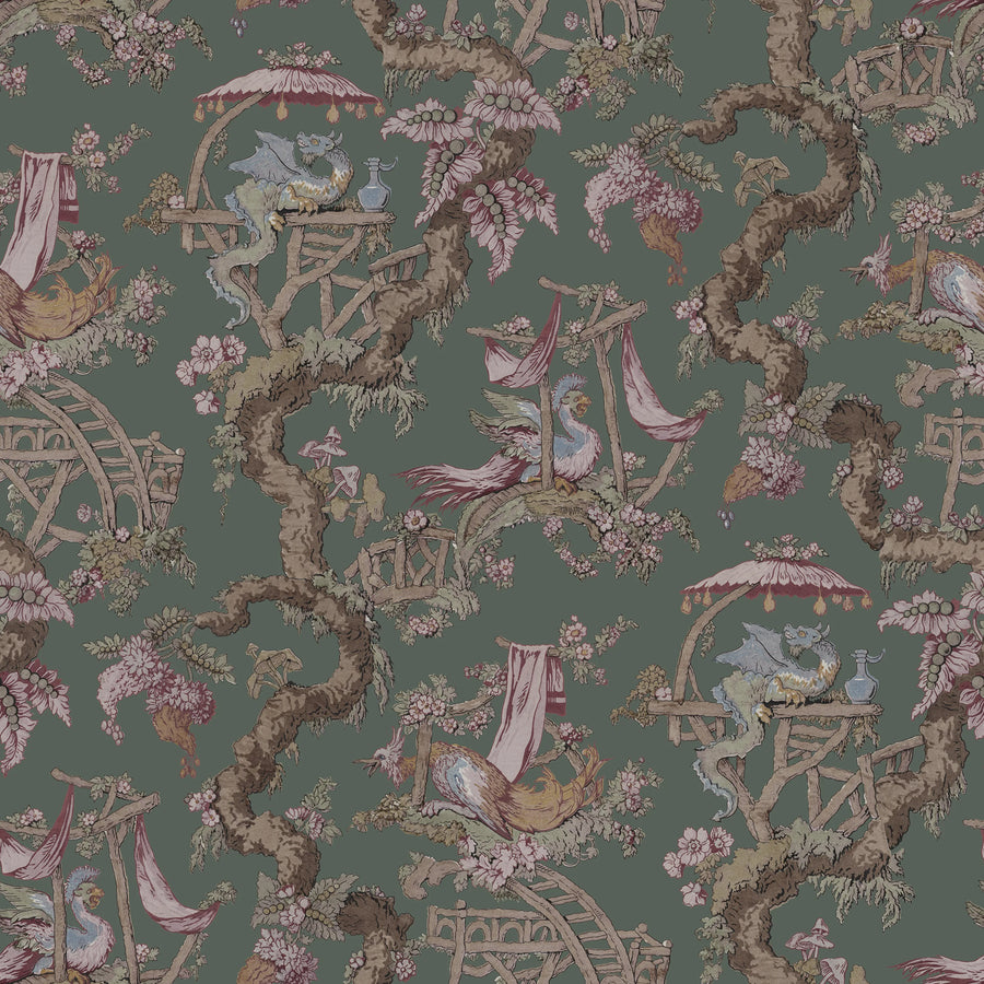 Dragon Tree Bloom, Green Mural Wallpaper