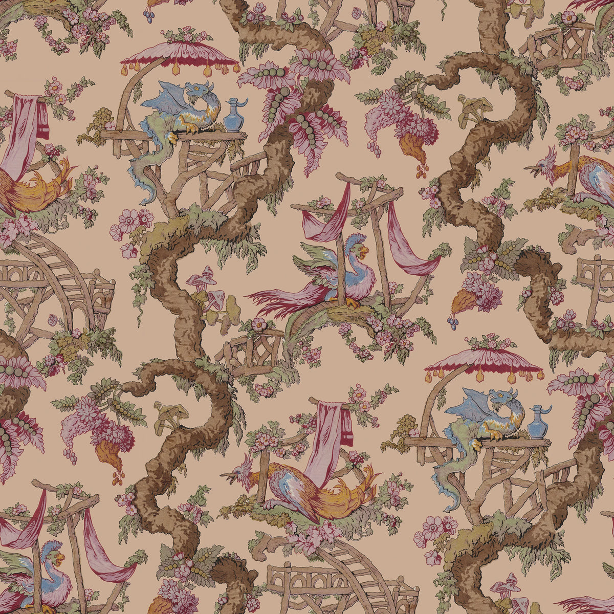 Dragon Tree Bloom, Peach Mural Wallpaper - pure wallpaper artwork