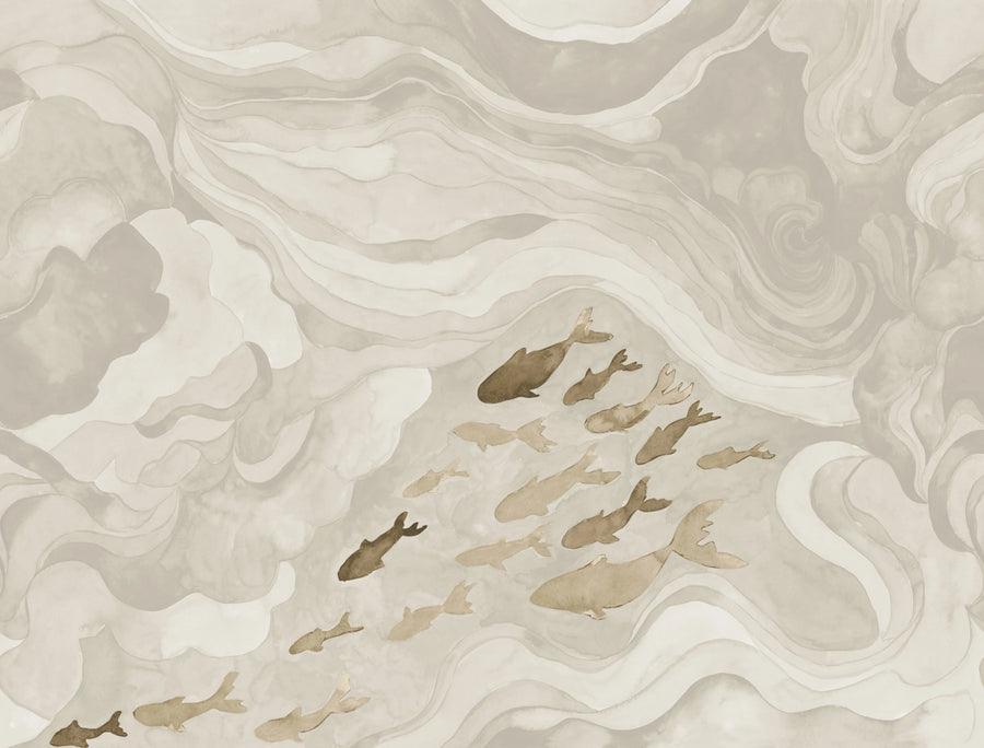 Silent Stream, Beige Mural Wallpaper