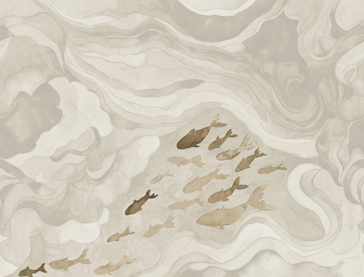 Silent Stream, Beige Mural Wallpaper - pure wallpaper artwork