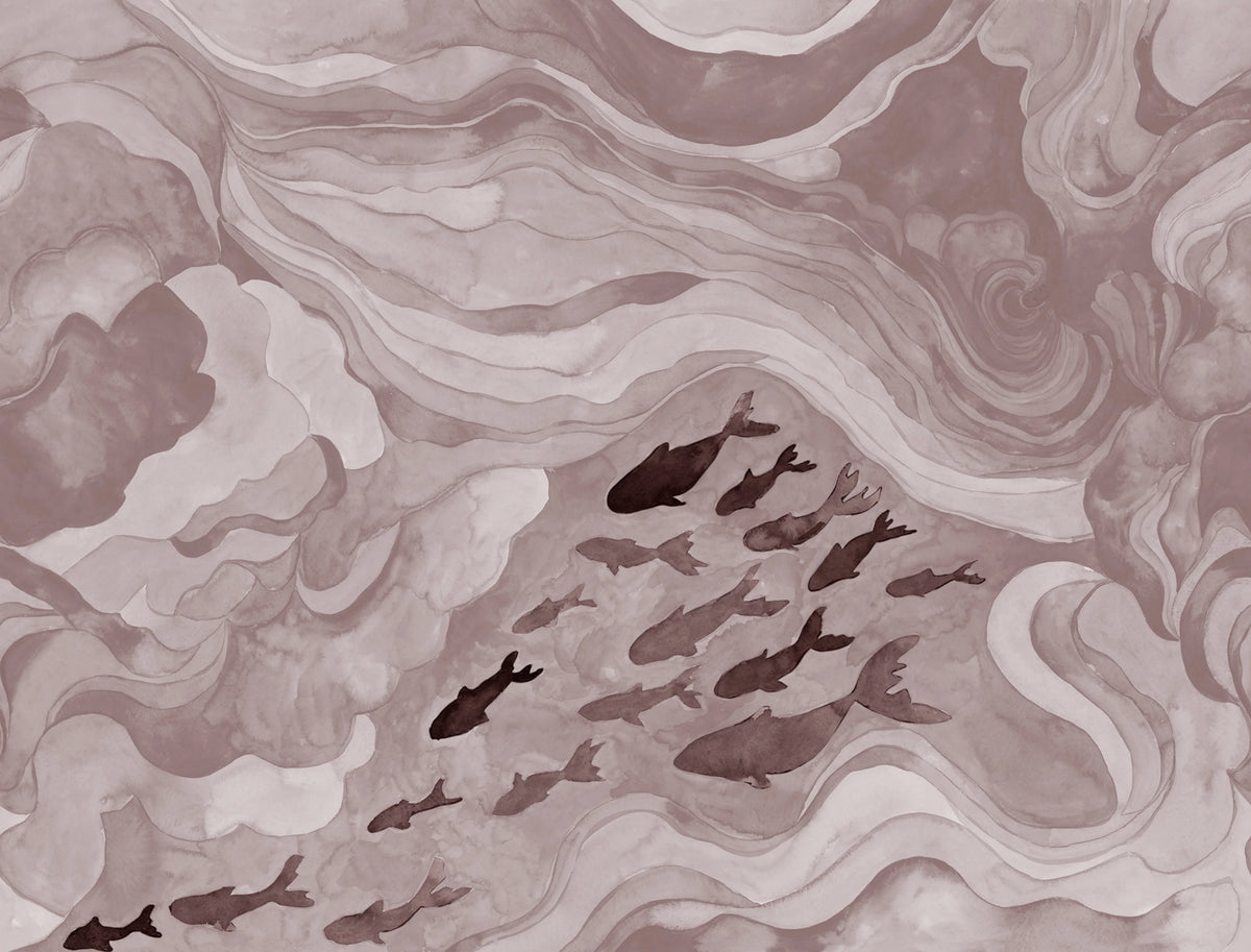 Silent Stream, Pink Mural Wallpaper - pure wallpaper artwork