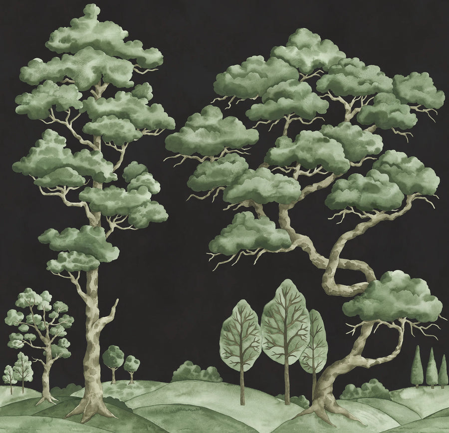 Poetic Trees, Black Mural Wallpaper