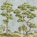 Poetic Trees, Light Blue Mural Wallpaper - pure wallpaper artwork