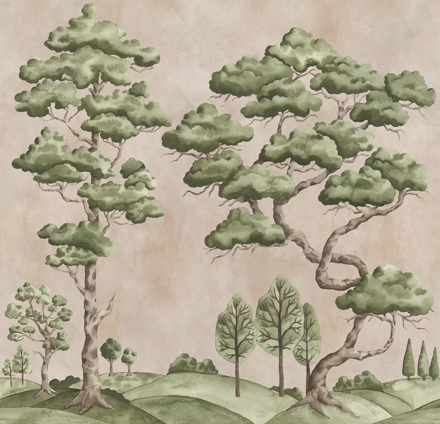Poetic Trees, Pink Mural Wallpaper