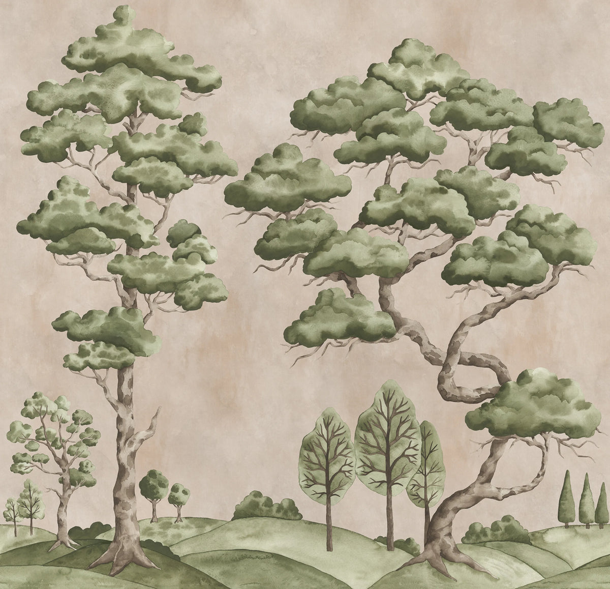 Poetic Trees, Pink Mural Wallpaper - pure wallpaper artwork