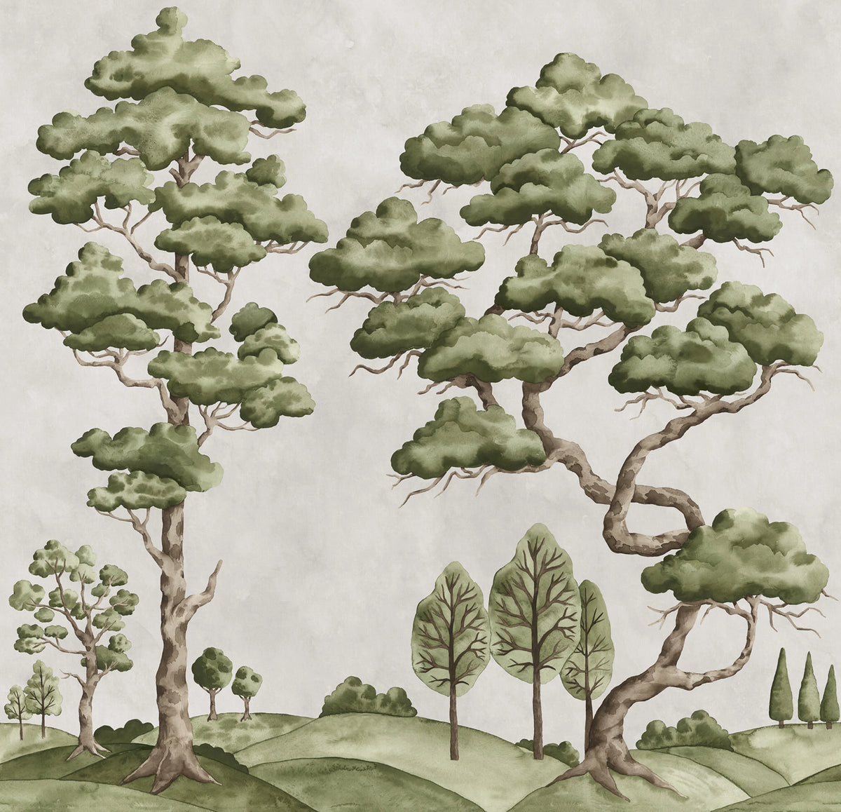 Poetic Trees, Beige Mural Wallpaper - pure wallpaper artwork