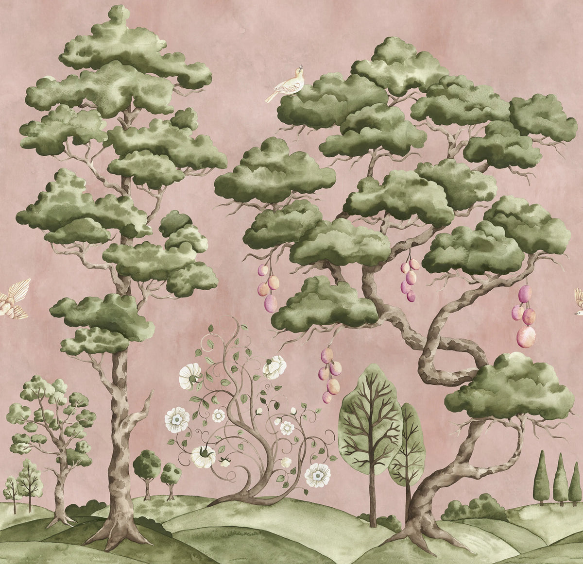 Forest Poem, Pink Mural Wallpaper - pure wallpaper artwork