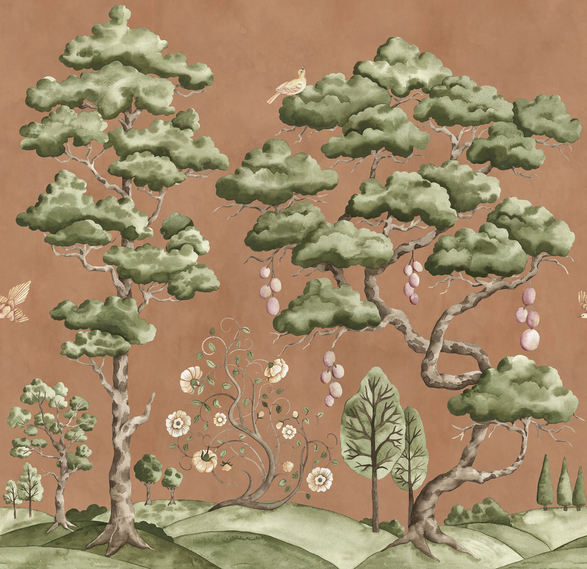 Forest Poem, Rust Mural Wallpaper - pure wallpaper artwork
