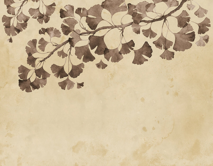 Maidenhair Tree, Brown Mural Wallpaper