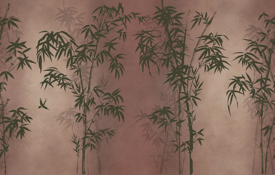 Bambusa, Red Mural Wallpaper