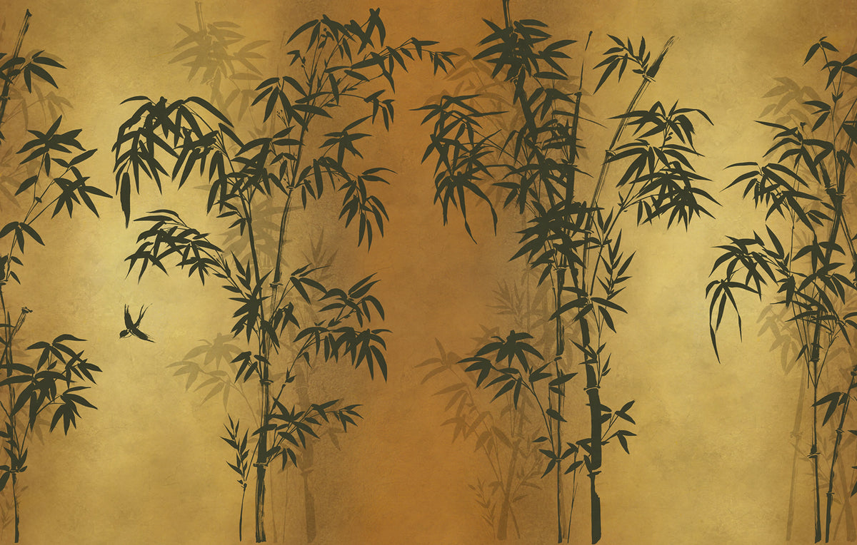 Bambusa, Gold Mural Wallpaper - pure wallpaper artwork