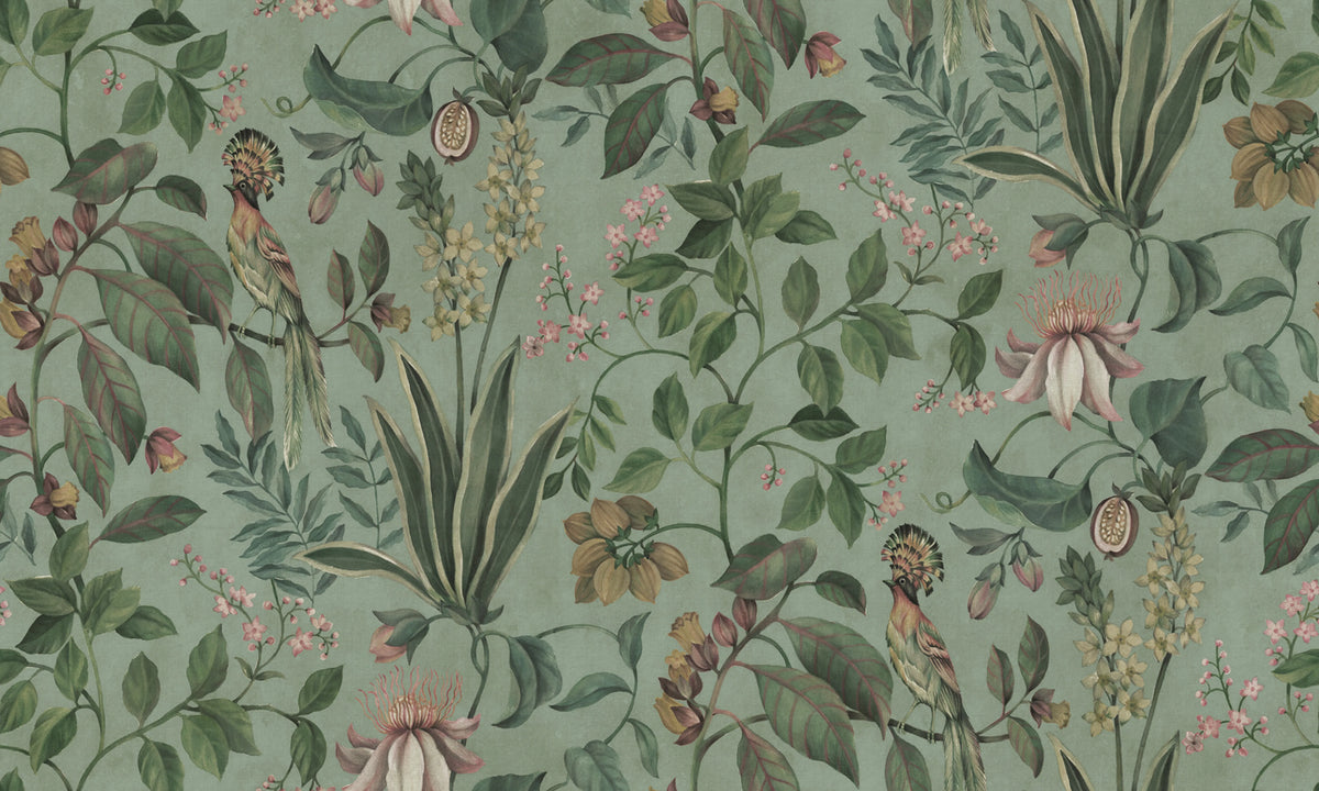 Tropical Harmony, Turquoise Mural Wallpaper - pure wallpaper artwork