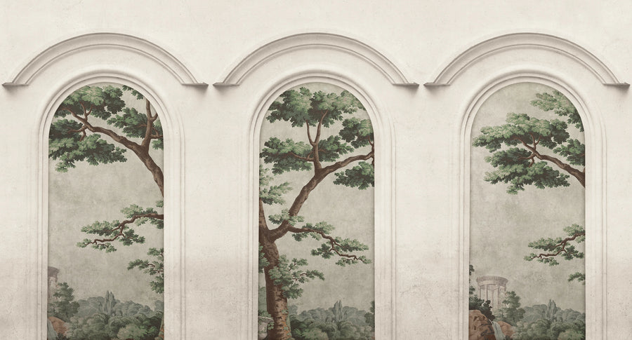 Woodland Arches, Green Mural Wallpaper