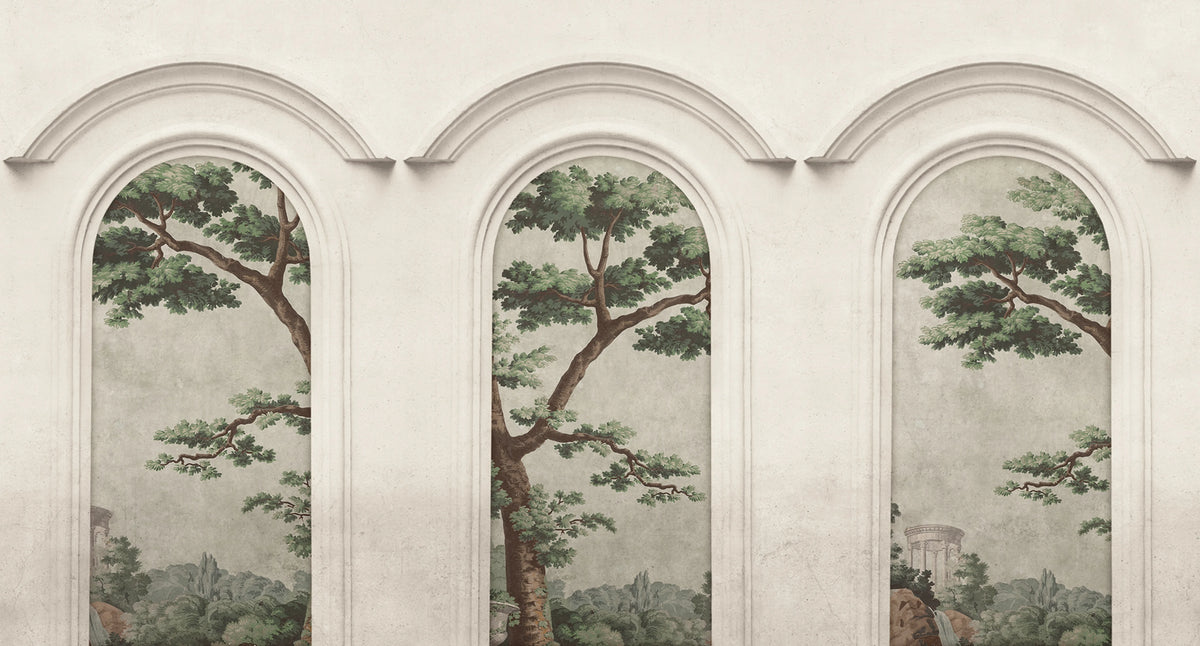 Woodland Arches, Green Mural Wallpaper - pure wallpaper artwork
