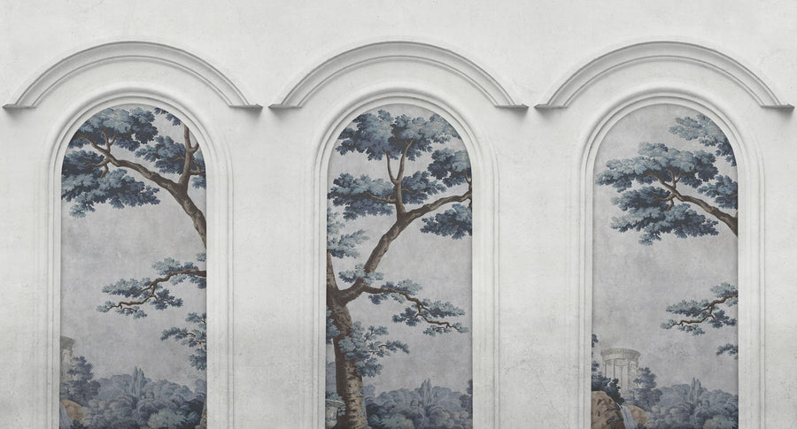 Woodland Arches, Blue Mural Wallpaper