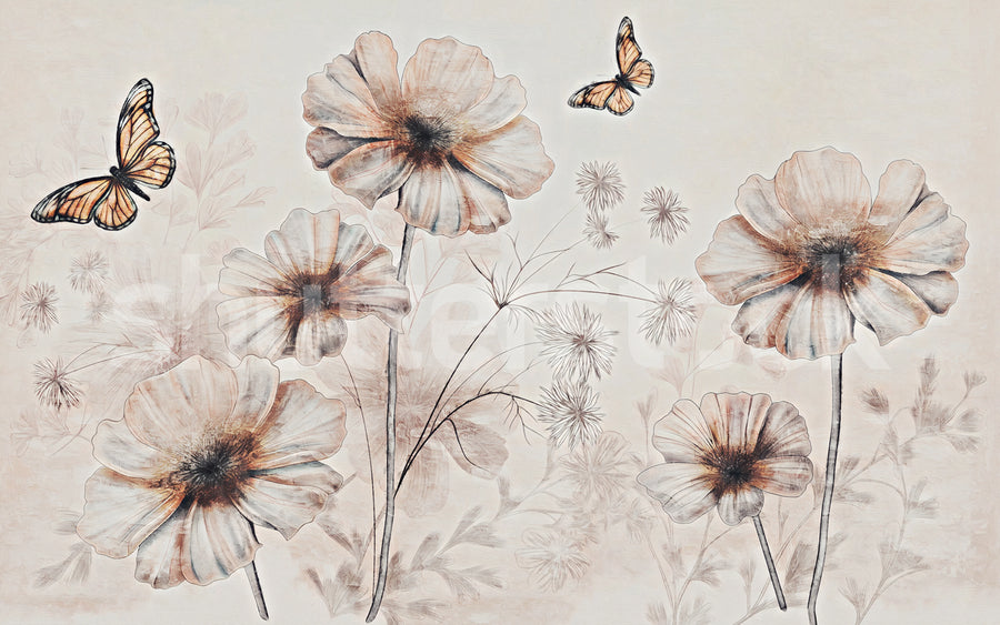 Giant Flowers, Pink Mural Wallpaper