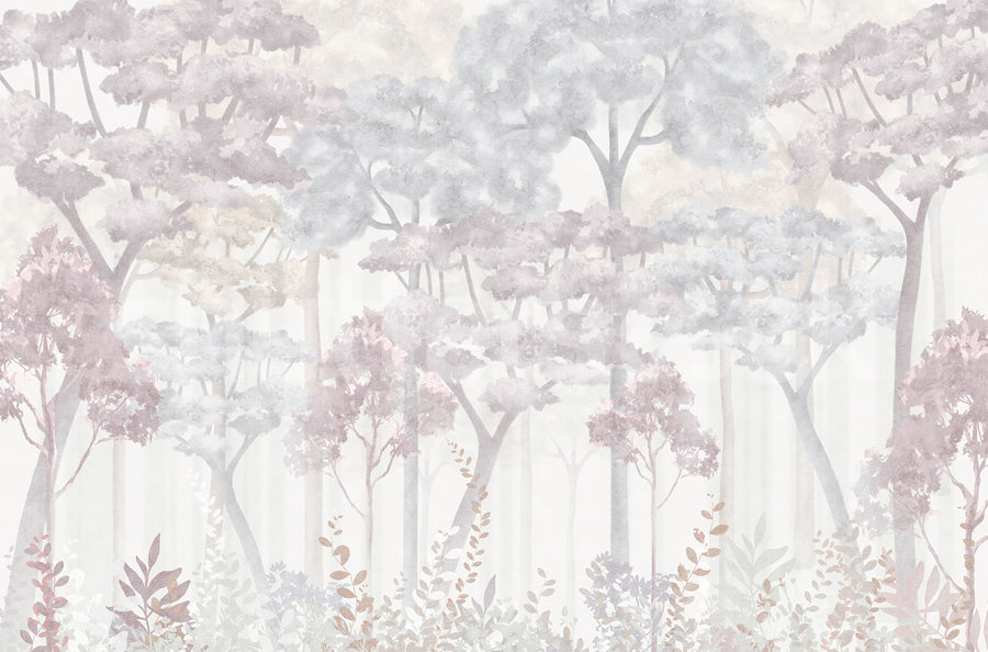 Pastel Forest, Pink Mural Wallpaper
