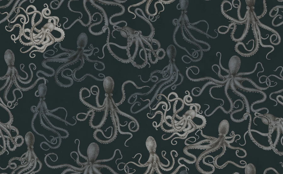 Octopus, Dark Mural Wallpaper