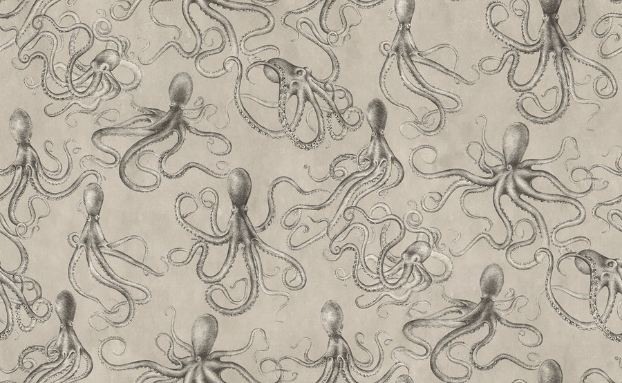 Octopus, Beige Mural Wallpaper