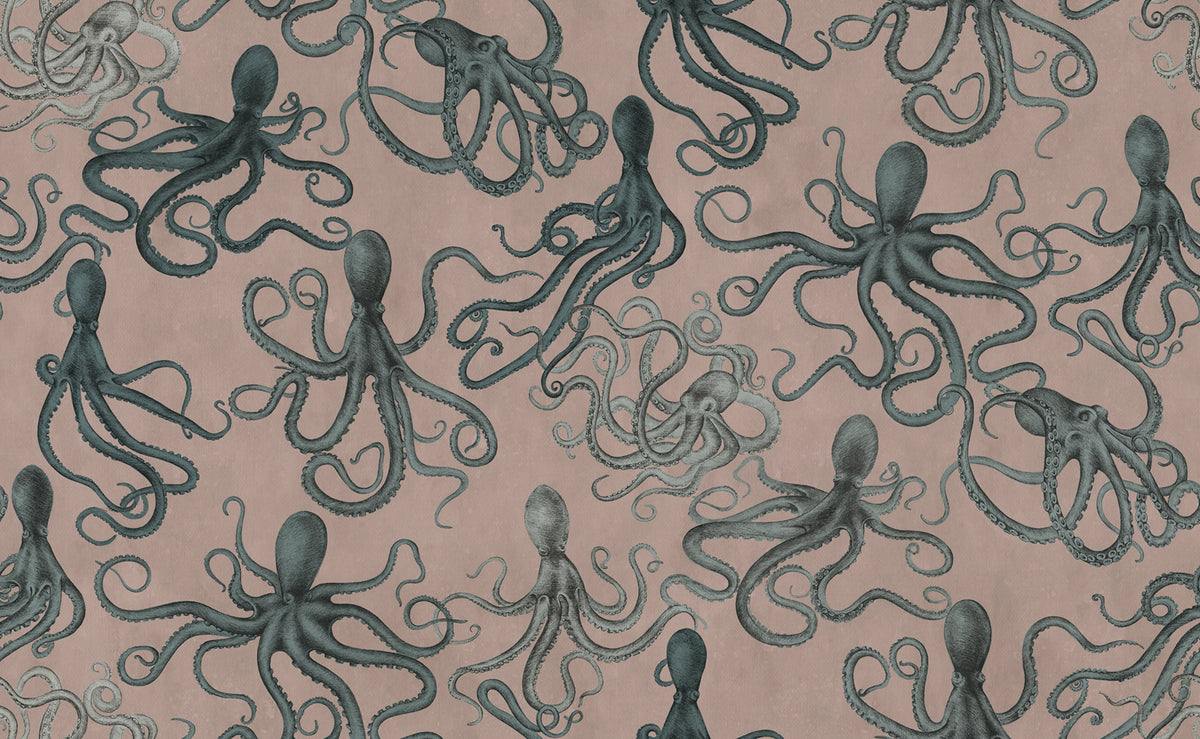 Octopus, Pink Mural Wallpaper - pure wallpaper artwork