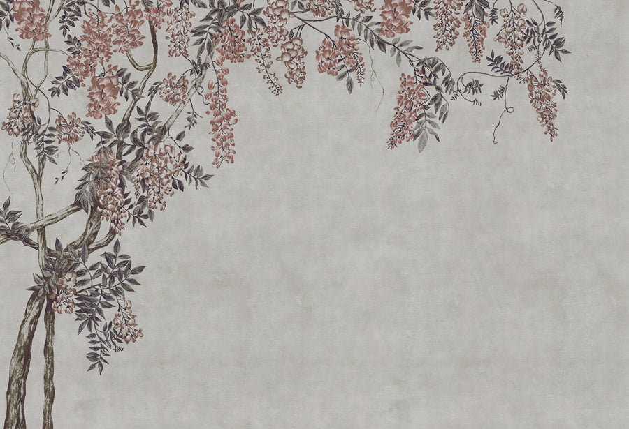 Wisteria Garden, Gray Mural Wallpaper