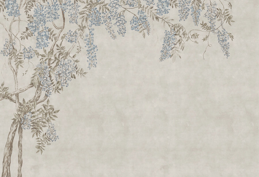 Wisteria Garden, Light Blue Mural Wallpaper