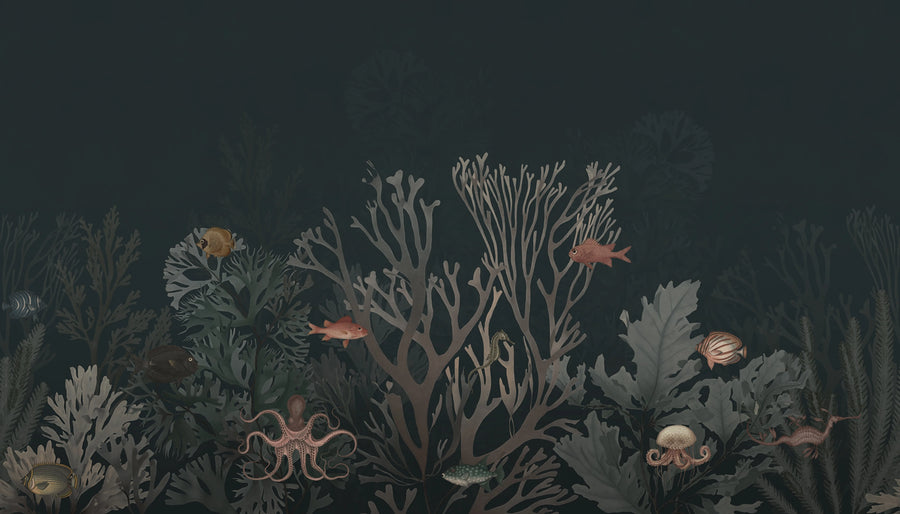 Coral World, Night Mural Wallpaper