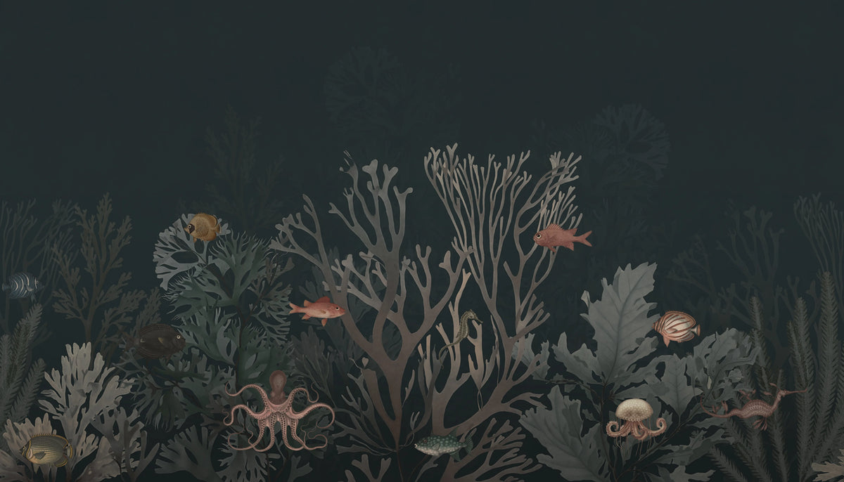 Coral World, Night Mural Wallpaper - pure wallpaper artwork