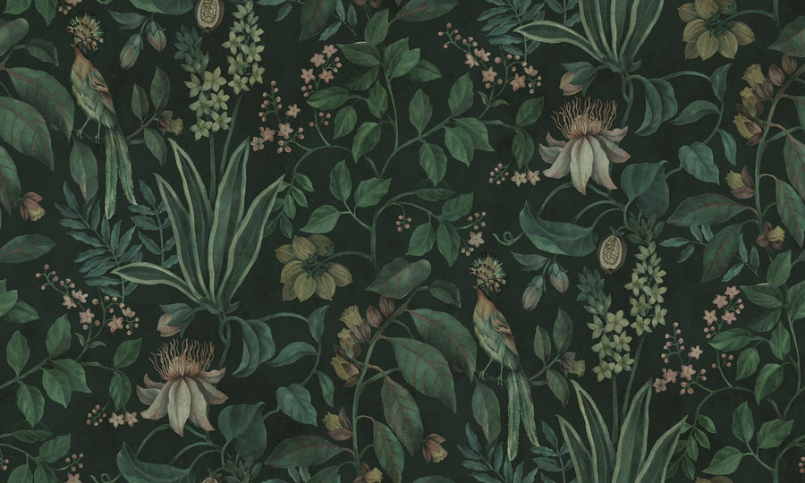Tropical Harmony, Dark Mural Wallpaper