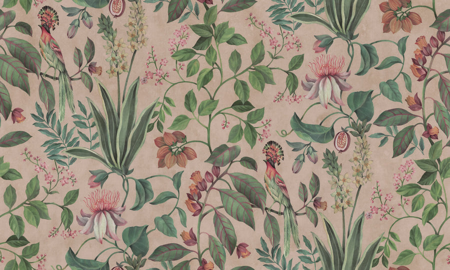 Tropical Harmony, Pink Mural Wallpaper
