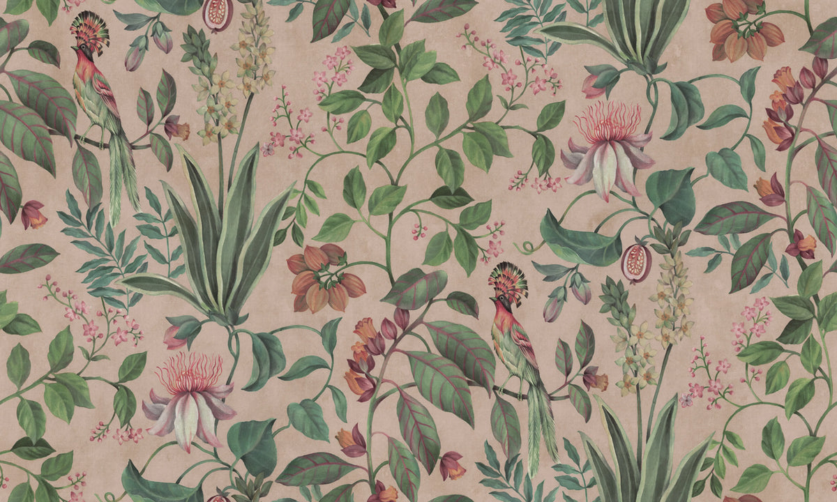 Tropical Harmony, Pink Mural Wallpaper - pure wallpaper artwork