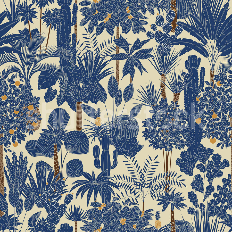 Wild Tropics, Blue Mural Wallpaper