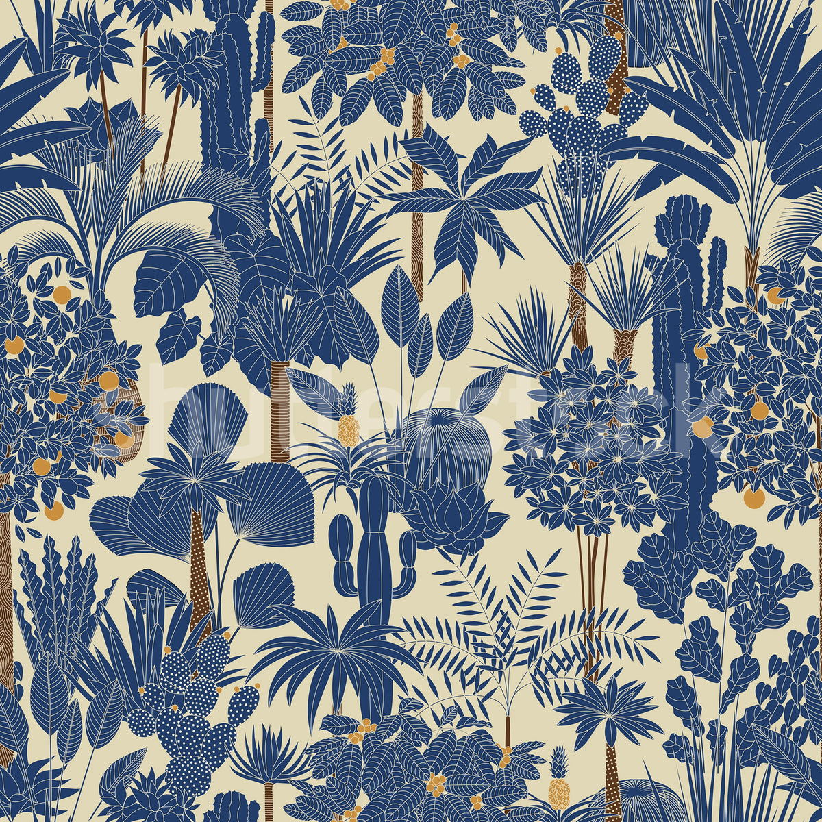 Wild Tropics, Blue Mural Wallpaper - pure wallpaper artwork